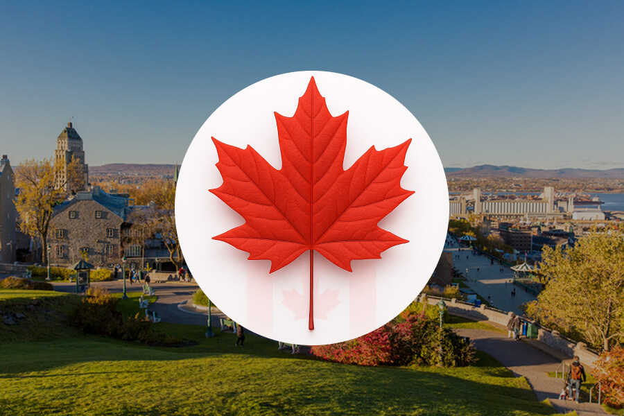 canada city with white maple leaf